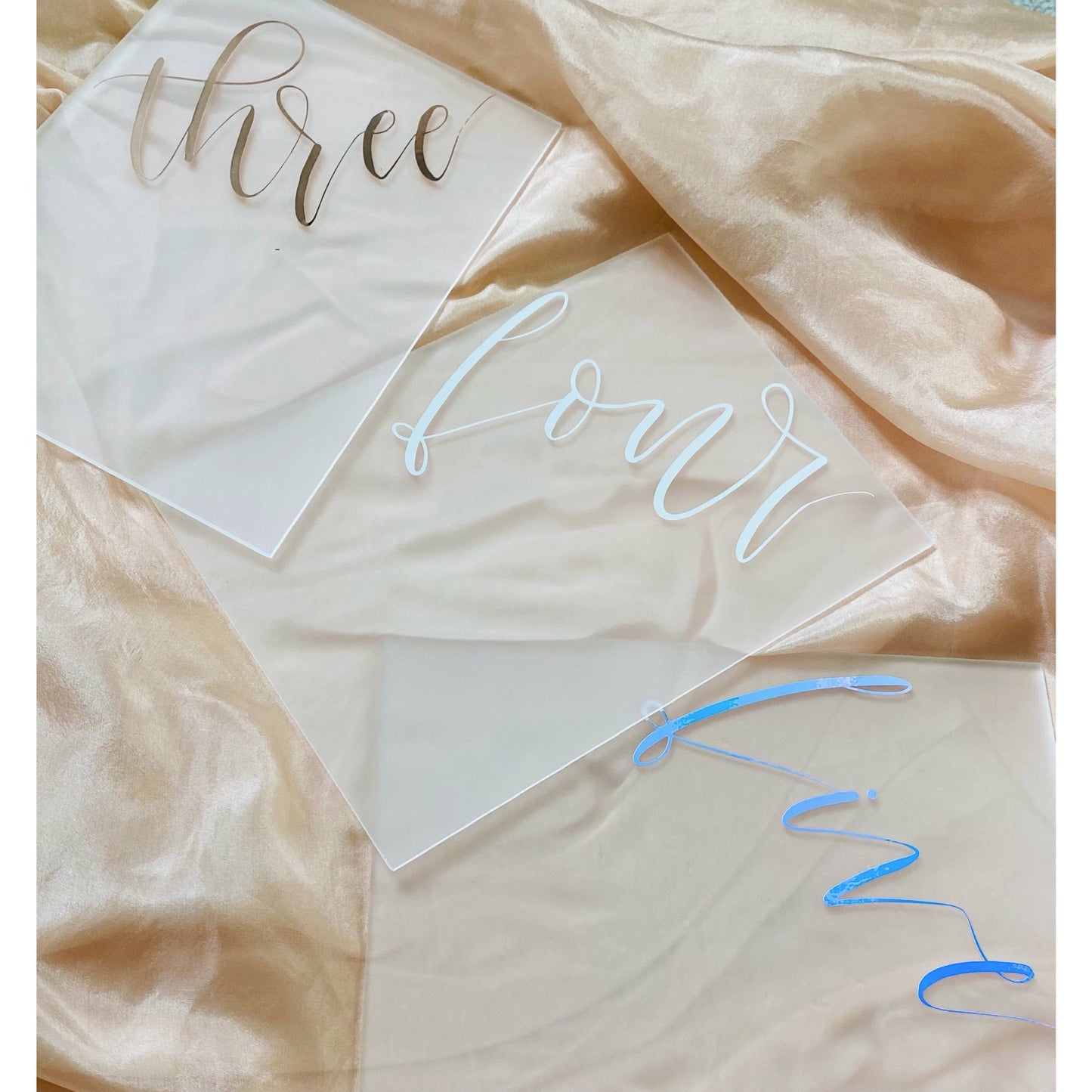 Expressive Calligraphy Frosted Perspex Table Numbers | Wedding Calligraphy Table Numbers | Perspex Wedding Signs | Frosted Perspex Sign