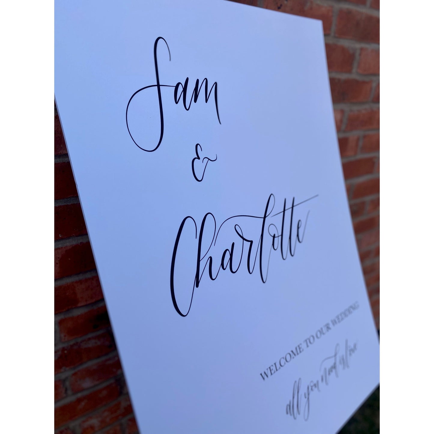 Wedding Welcome Sign | Bride & Grooms Names Welcome Sign | Outdoor Sign | Simple Wedding Signage | All You Need Is Love | Modern Calligraphy