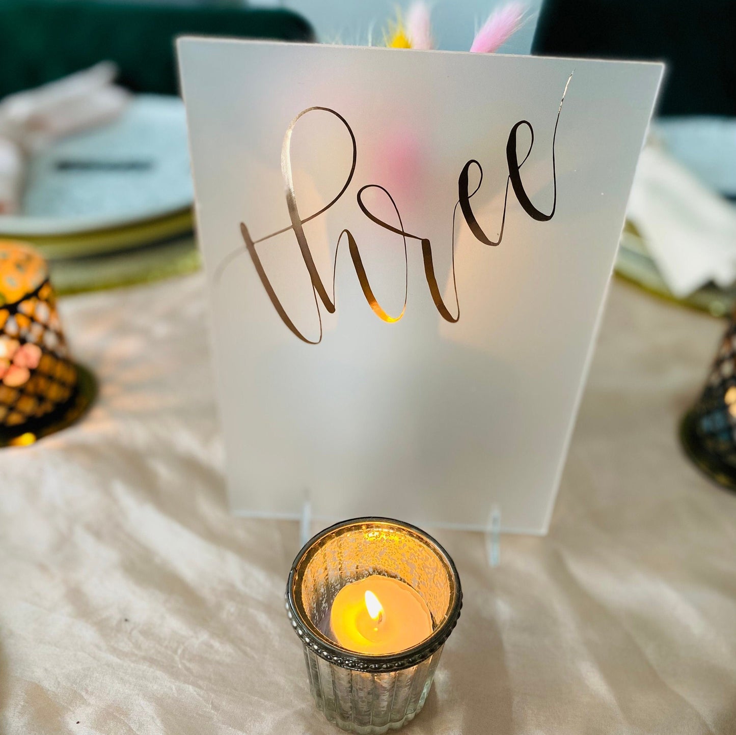 Expressive Calligraphy Frosted Perspex Table Numbers | Wedding Calligraphy Table Numbers | Perspex Wedding Signs | Frosted Perspex Sign