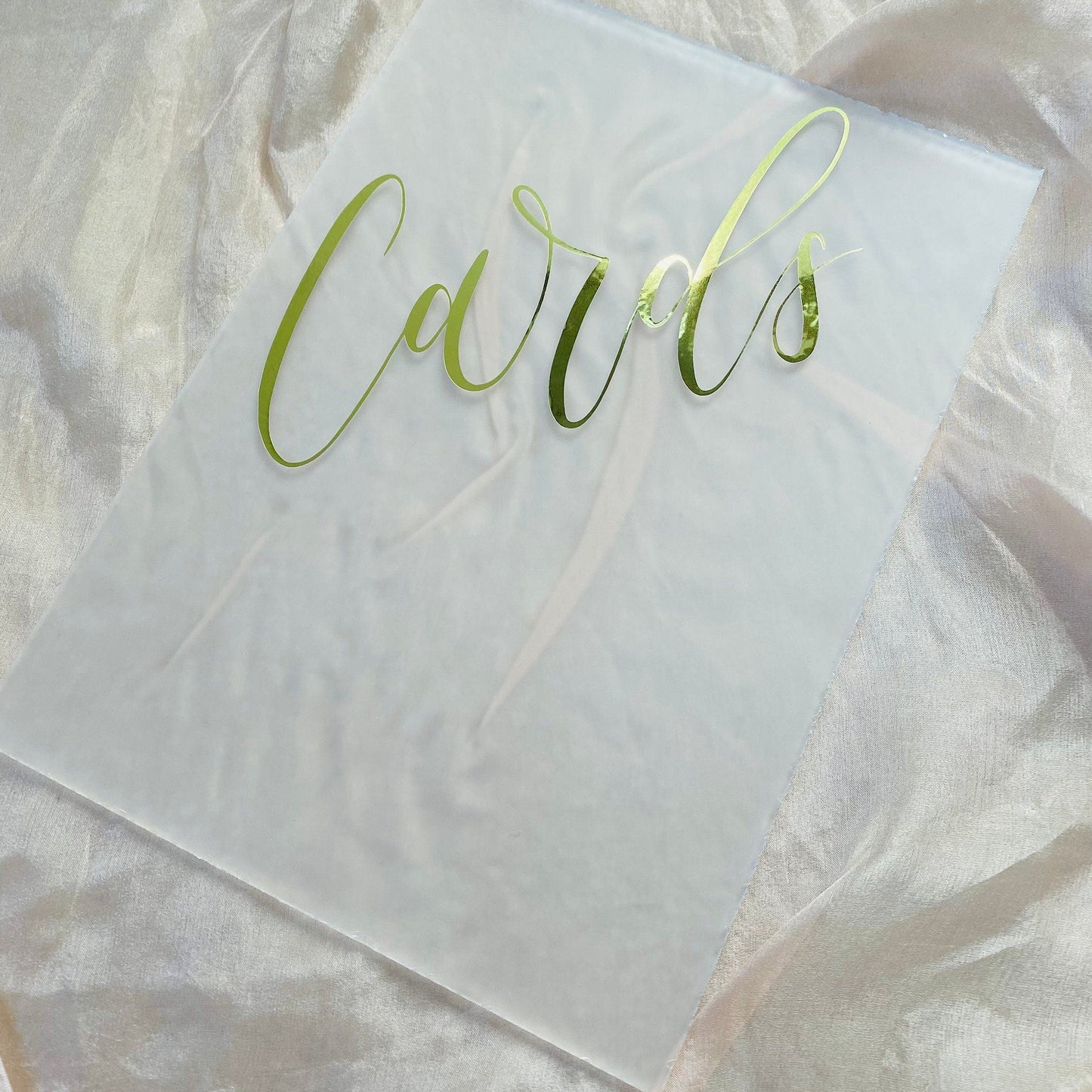 Gold Cards Sign | Frosted Perspex Sign | Wedding Cards Table | Wedding Table Decor | Freestanding Cards Signage | Foil Wedding Decoration