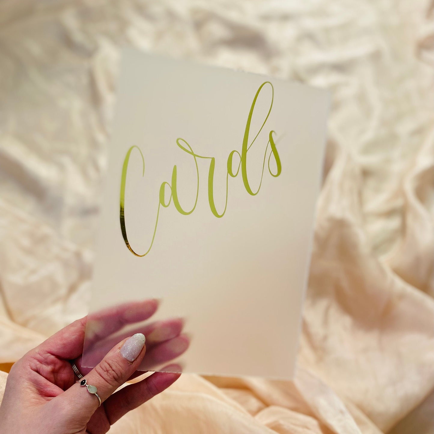 Gold Cards Sign | Frosted Perspex Sign | Wedding Cards Table | Wedding Table Decor | Freestanding Cards Signage | Foil Wedding Decoration