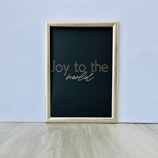 Foiled Christmas Print | Joy To The World Gold Foil Art | Festive Metallic Home Decor | Small Christmas Gift | Stocking Filler | Home Inspo