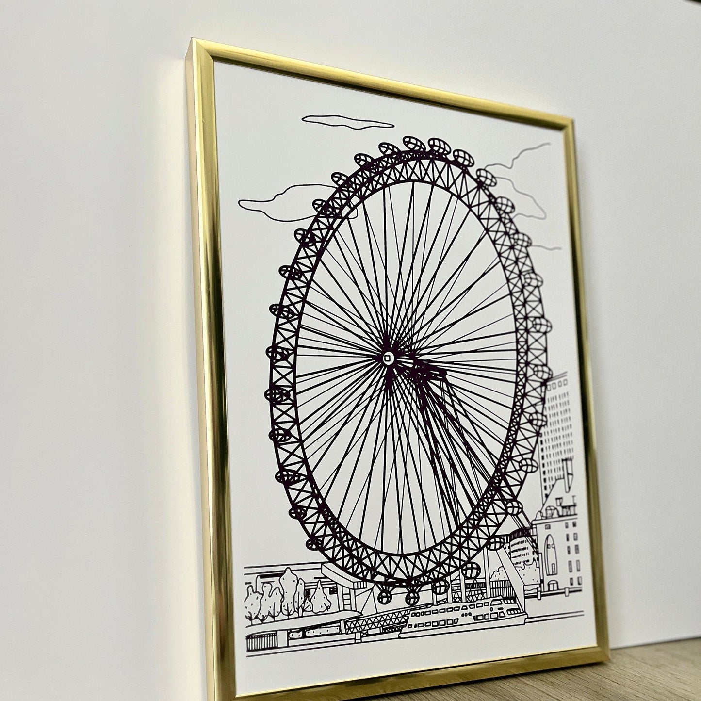 Personalised London Eye Line Illustration | Custom Proposal Sketch | Bespoke Engagement Present | Wedding Gift Idea | Anniversary Drawing