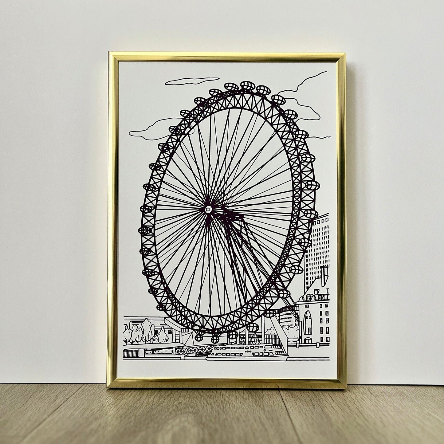 Personalised London Eye Line Illustration | Custom Proposal Sketch | Bespoke Engagement Present | Wedding Gift Idea | Anniversary Drawing