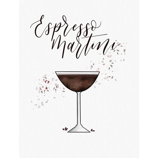 Espresso Martini Print | Cocktail Print | Watercolour Cocktail Print | Watercolour Splatter Print | Espresso Martini Gift | Gifts for Dad