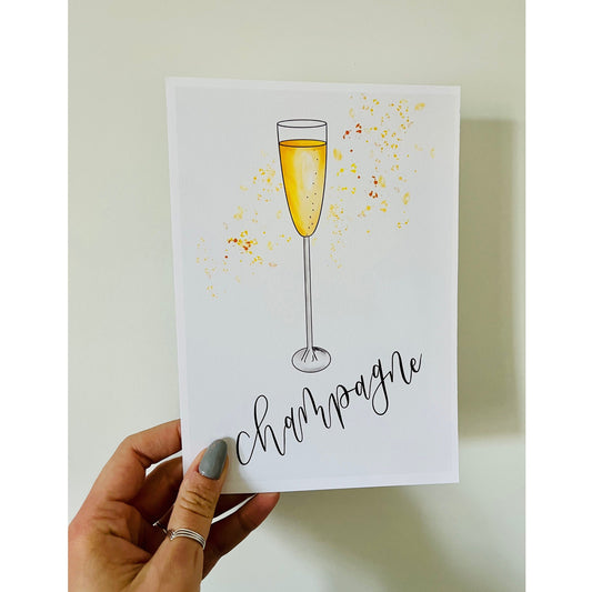 Champagne Calligraphy Print | Fizz Wall Print | Cocktail Splatter Print | Kitchen Art Print | Wall Decor | Bar Print | Fathers Day Present