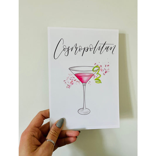Cocktail Watercolour Print | Cosmo Art | Cosmopolitan | Gifts for Dad | Bridesmaid Gift | Kitchen Art | Wall Art | Cocktail Home Decor
